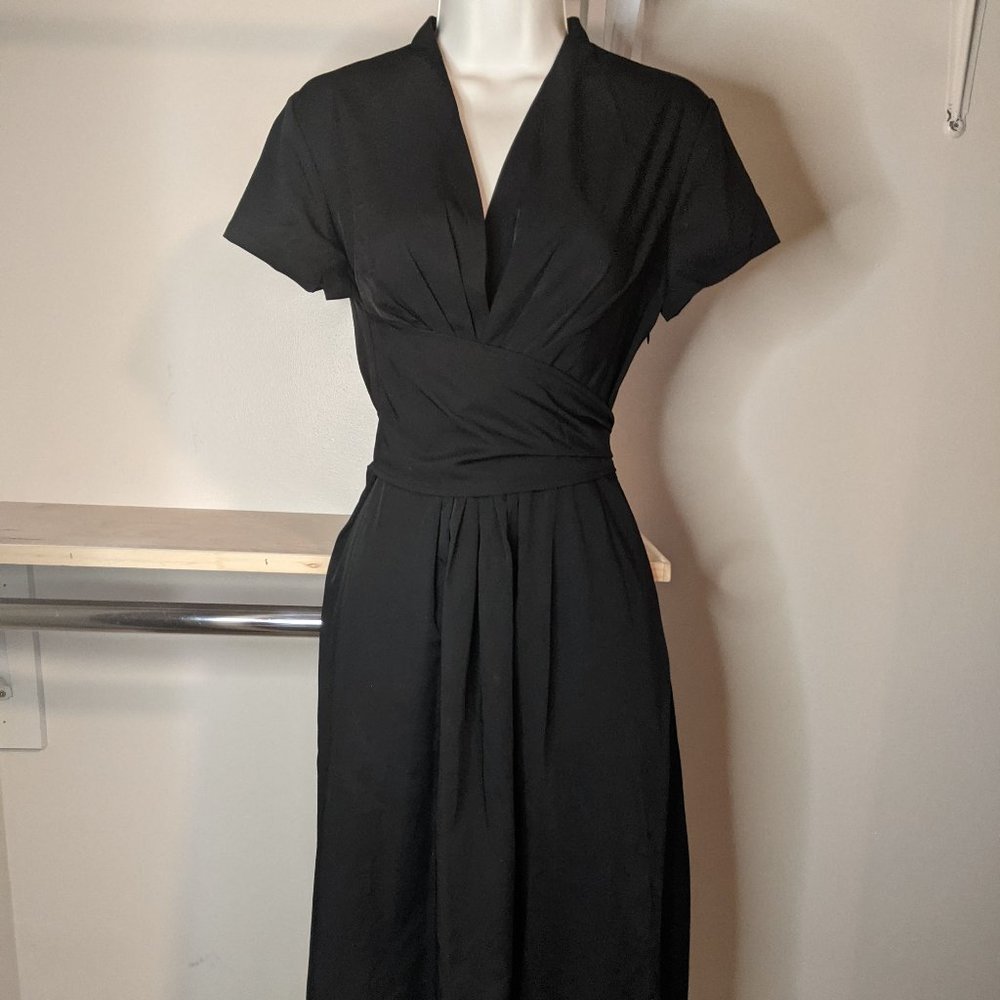 Grace Karin Black Wraparound Short Sleeve Dress